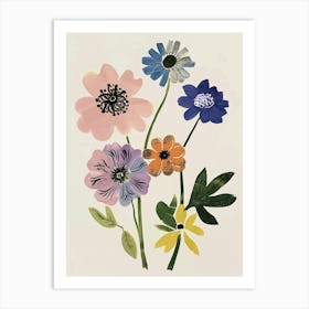 Painted Florals Scabiosa 2 Art Print