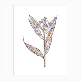 Stained Glass Globba Erecta Mosaic Botanical Illustration on White n.0075 Art Print