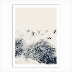 Sand Dunes, Beach Grass in Blue Art Print