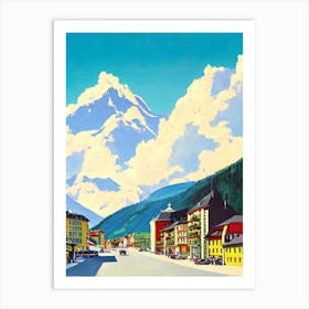 Bad Gastein 2, Austria Midcentury Vintage Skiing Poster Art Print