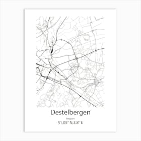 Destelbergen,Belgium Minimalist Map Art Print