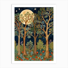 William Morris Moonlight In The Forest 119 Art Print