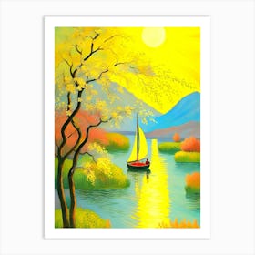 Sailboat In The Lake Art Print