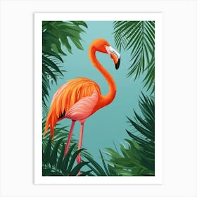 Greater Flamingo Yucatan Peninsula Mexico Tropical Illustration 5 Art Print