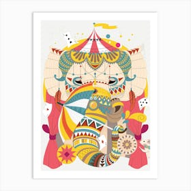 Elephant In The Circus With Magic Props Art Print