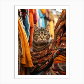 Realistic Photography As A Cat Roaming Through The Market Stands 2 Art Print