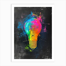 Light Bulb On A Blackboard Art Print