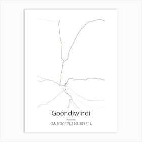 Goondiwindi,Australia Minimalist Map Art Print