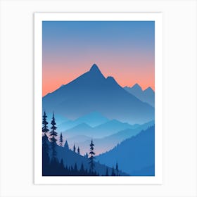 Misty Mountains Vertical Composition In Blue Tone 206 Art Print