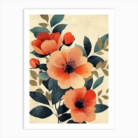 Red And Orange Flowers Art Print