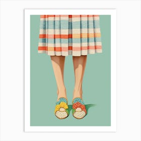 Crochet Shoes Vintage Illustration 2 Art Print