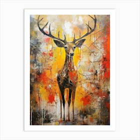 Deer Abstract Expressionism 4 Art Print