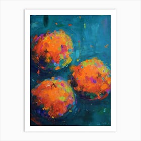 Three Oranges On Teal Art Print