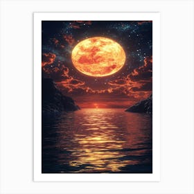 Full Moon Over The Ocean 11 Art Print