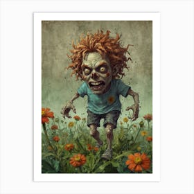 Zombie Boy In The Field 1 Art Print