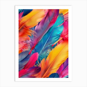 Colorful Feathers Wallpaper Art Print