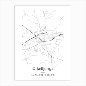 Orkelljunga,Sweden Minimalist Map Art Print