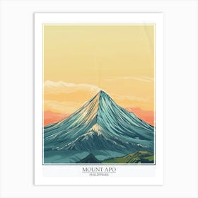 Mount Apo Philippines Color Line Drawing 2 Poster Art Print