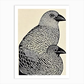 Cowbird 2 Linocut Bird Art Print