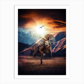 Jurassic Triceratops Encounter 1 Art Print