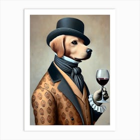 Dog With A Glass Of Wine 1 Art Print