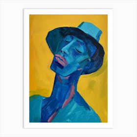 Blue Man In Hat Art Print