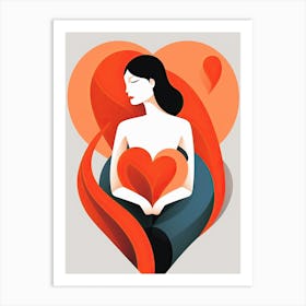 Woman Holding A Heart, Love Art Print