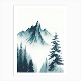 Mountain And Forest In Minimalist Watercolor Vertical Composition 112 Art Print