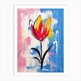 Urban Garden Dreams: Tulips in Neo-Expressionist Glory Art Print