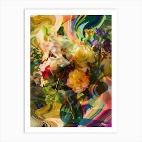 Colorful Flowers In A Vase Art Print