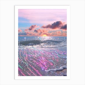 Pink Sunset Beach Dreamy Art Print