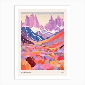 Mont Blanc France 1 Colourful Mountain Illustration Poster Art Print