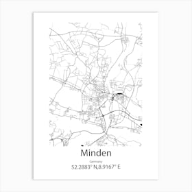 Minden,Germany Minimalist Map Art Print