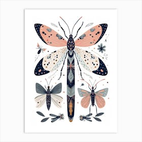 Colourful Insect Illustration Lacewing 10 Art Print