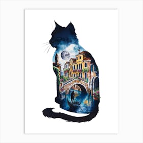 Cat In Venice Art Print