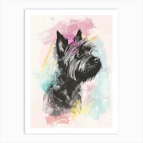 Pastel Skye Terrier Dog Line Illustration 2 Art Print