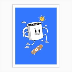 Coffee Cup Skateboarding Art Print