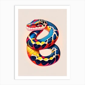 Pueblan Milk Snake Tattoo Style Art Print