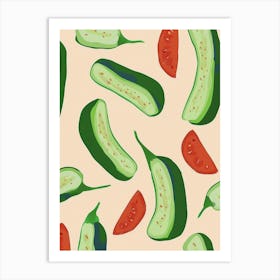 Zucchini Pattern Illustration 2 Art Print