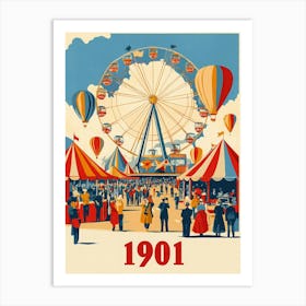 Aihrgdesign A Nostalgic Poster Of A 1901 Fairground With A Fe 175c30fc 4de8 4f74 95ae 83af8aee6ec5 2 Art Print