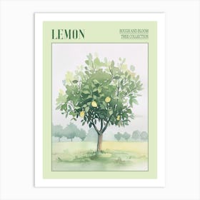 Lemon Tree Atmospheric Watercolour Painting 4 Poster Art Print