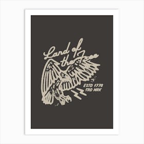 Wild West Poster "Land of the Free", Cowboy Art Print, Western Wall Decor, America Eagle Print Art Print