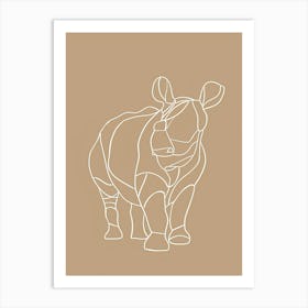 Rhino - Boho, Line Art 6 Art Print