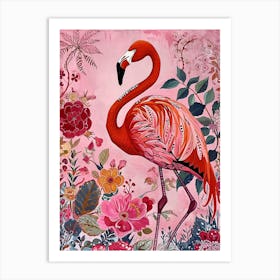Floral Animal Painting Flamingo 2 Art Print