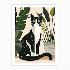 Cat With Plants Art Print