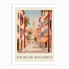Palma De Mallorca Spain 2 Vintage Pink Travel Illustration Poster Art Print