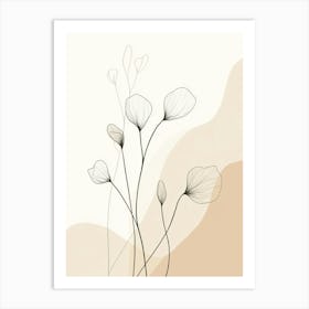 Flowers On A Beige Background Art Print