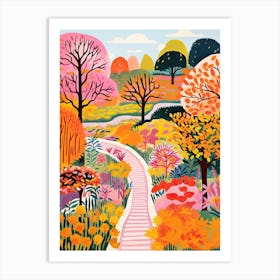 New York Botanical Garden, Usa In Autumn Fall Illustration 3 Art Print