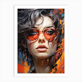 Radiant Face: Pop Illustration of Contemporary Elegance Art Print