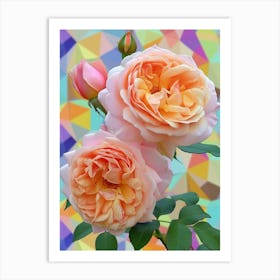 English Roses Painting Rose Geometric 2 Art Print